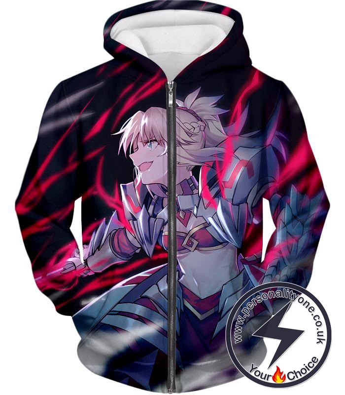 Fate Stay Night Fierce Villain Fate Arturia Alter Action Zip Up Hoodie